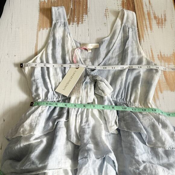 LoveShackFancy Risley Heather Blue Hand Dye Asymetrical Midi Dress Size Medium - Picture 8 of 9